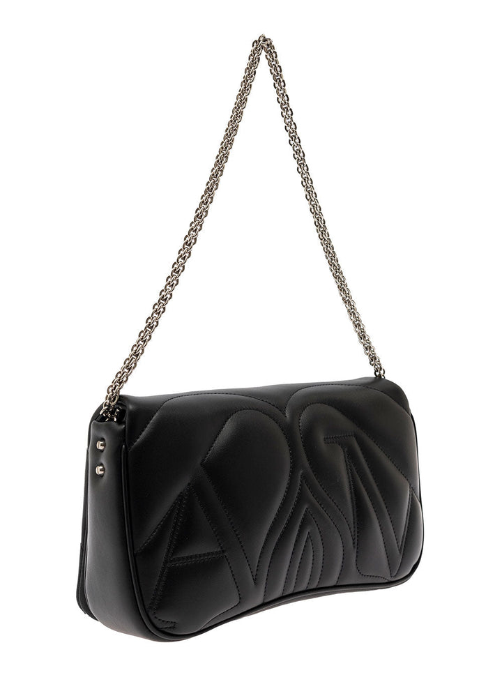 Alexander Mcqueen Women 'The Seal' Black Shoulder Bag With Seal Detail In Matelassé Leather Woman