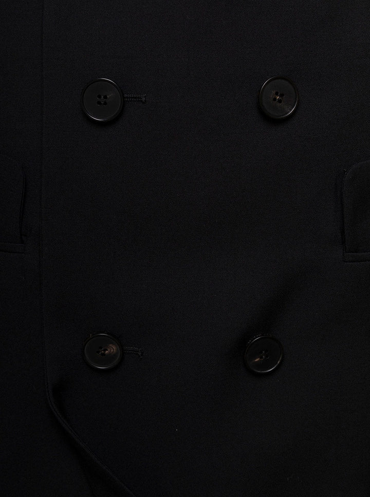 Alexander Mcqueen Women Black Long Sartorial Skirt With Front Split In Wool Woman