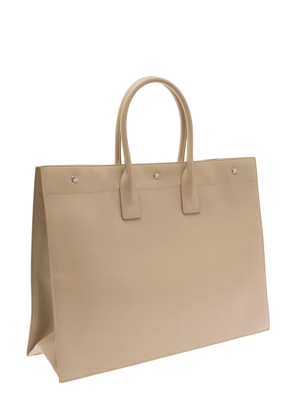 Saint Laurent Men Rive Gauche Large Tote Bag In Beige Leather Man