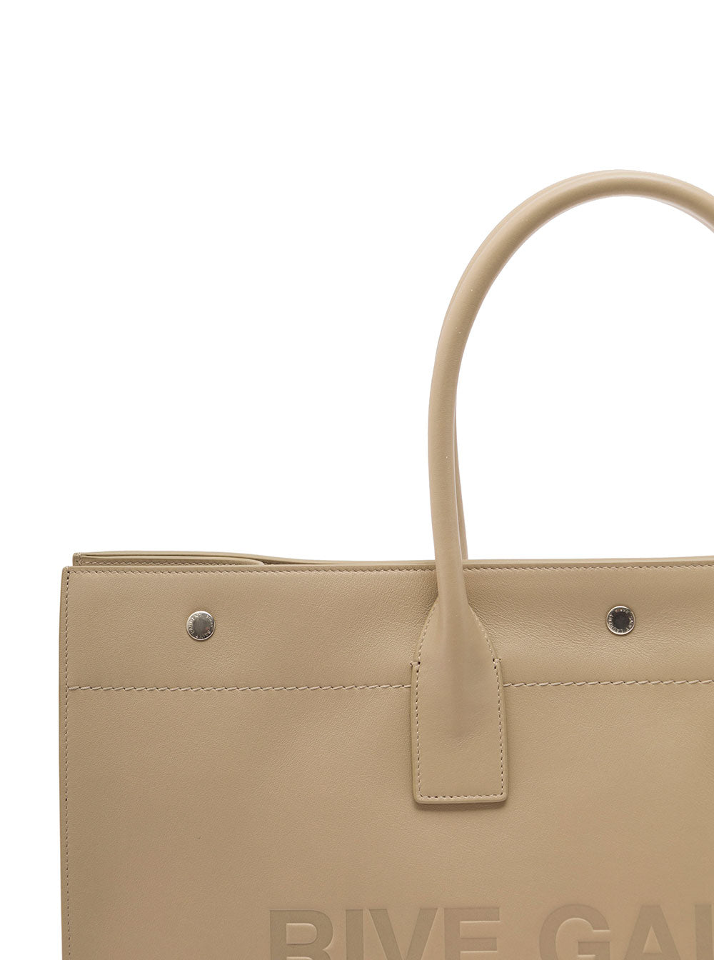 Saint Laurent Men Rive Gauche Large Tote Bag In Beige Leather Man