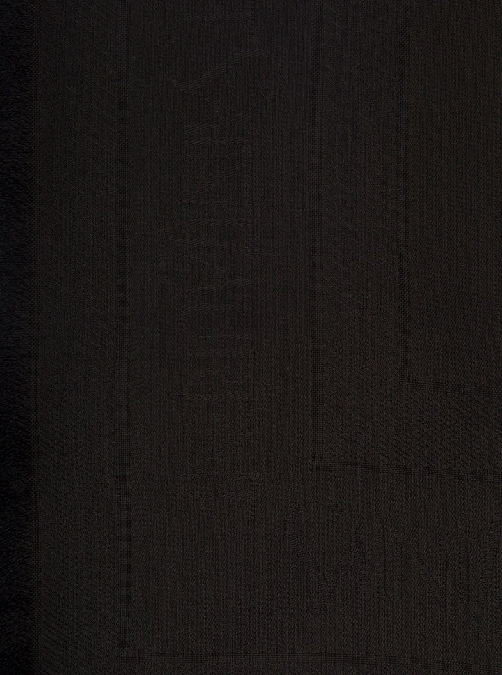 Saint Laurent Men Black Scarf With Jacquard Logo And Fringed Hem In Wool And Silk Man