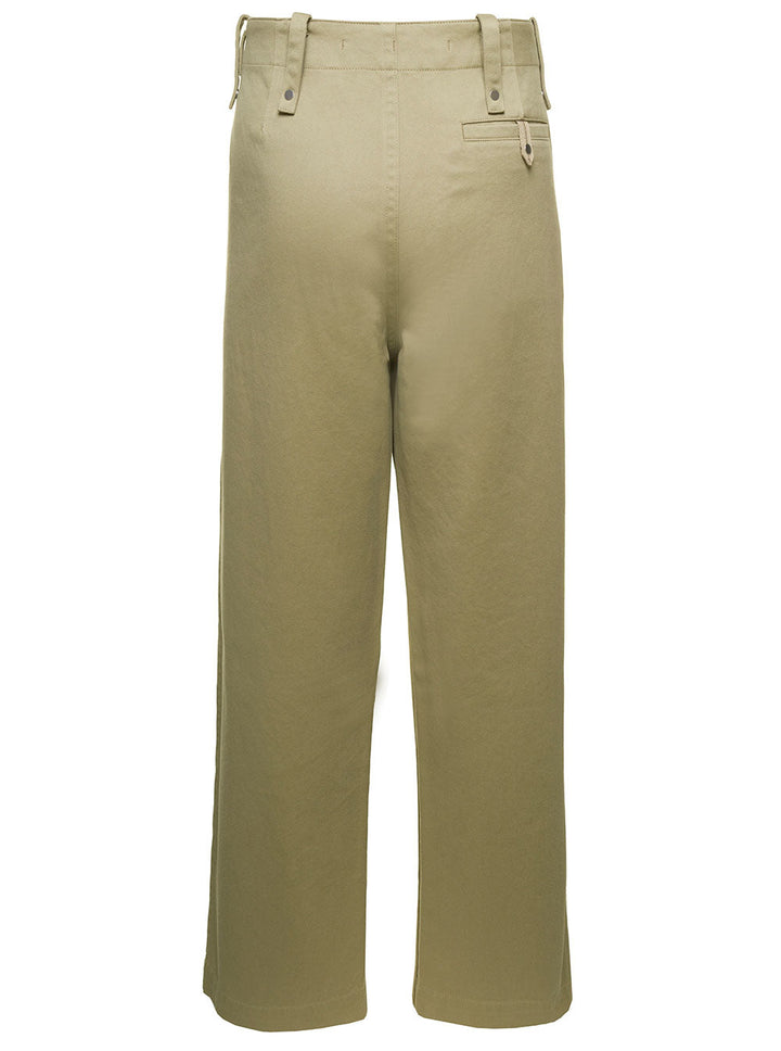 Burberry Men Beige Wide-Leg Pants In Cotton Man