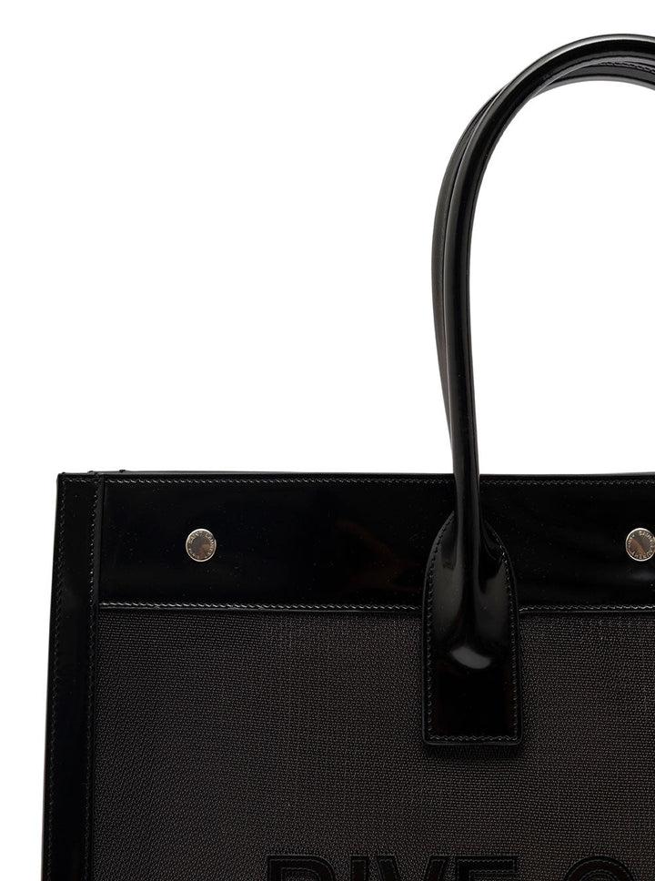 Saint Laurent Women Black Tote Bag With Tonal Rive Gauche Logo In Raphia Woman