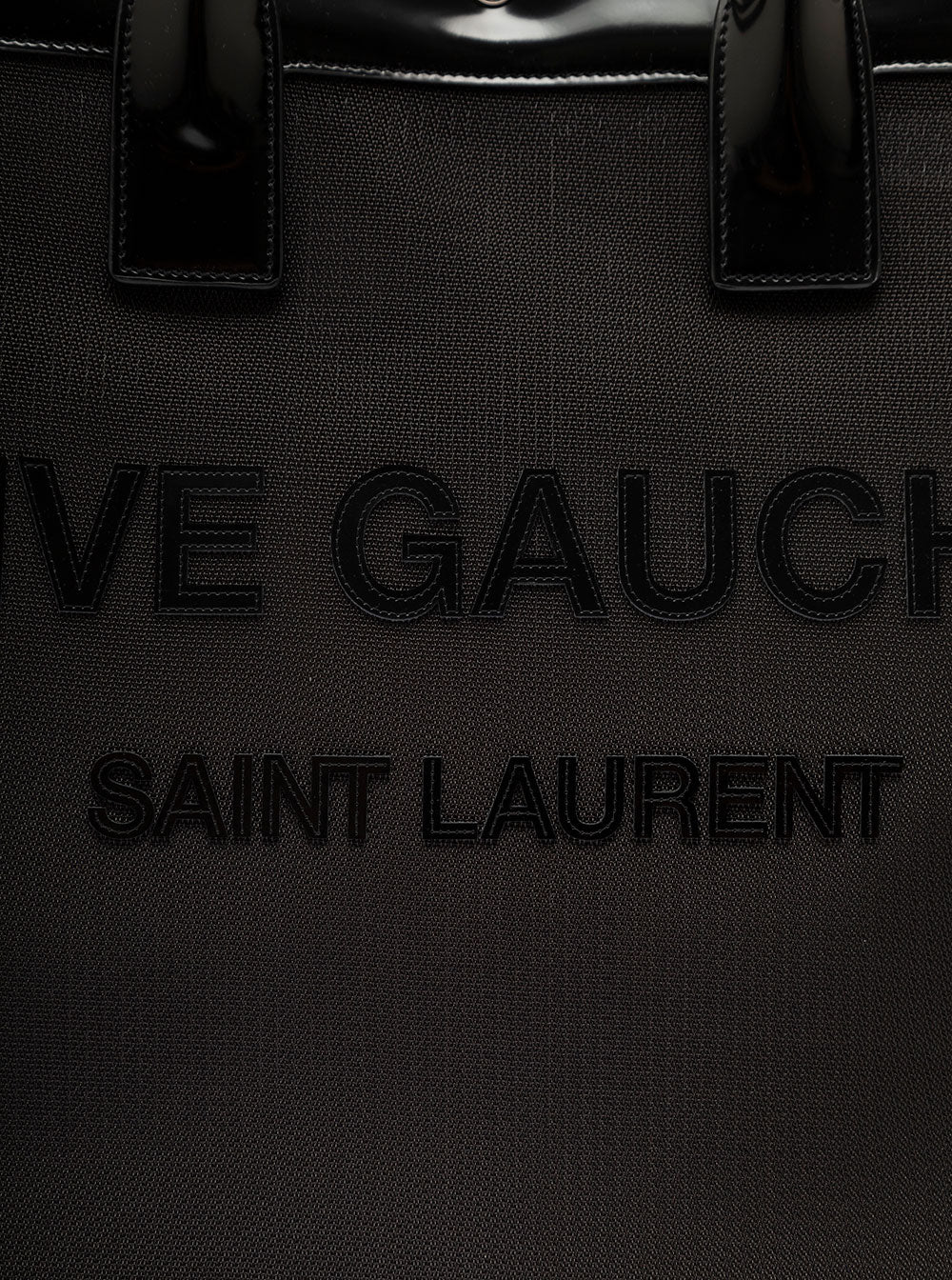 Saint Laurent Women Black Tote Bag With Tonal Rive Gauche Logo In Raphia Woman
