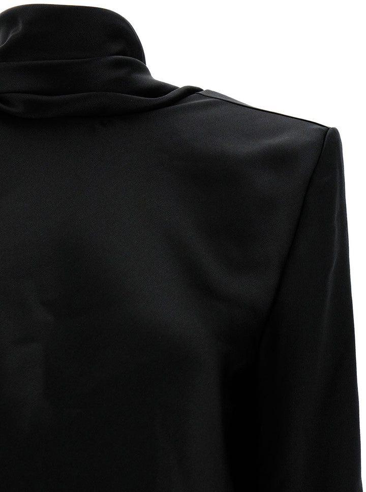 Saint Laurent Women Black Blouse With Cowl-Back In Silk Satin Woman