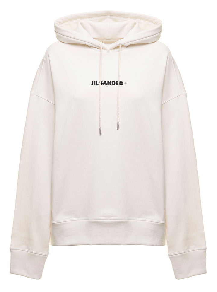 Jil Sander Women Jil Sander Woman's White Cotton Hoodie With Logo Print
