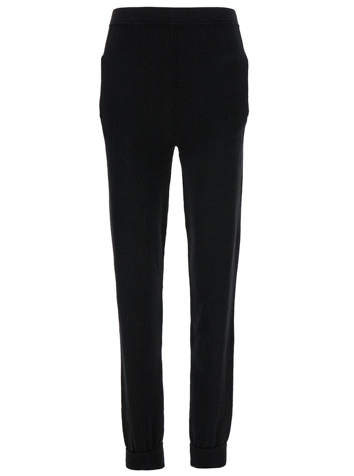 Saint Laurent Women Black High-Waisted Leggings With Pockets In Cashmere Woman