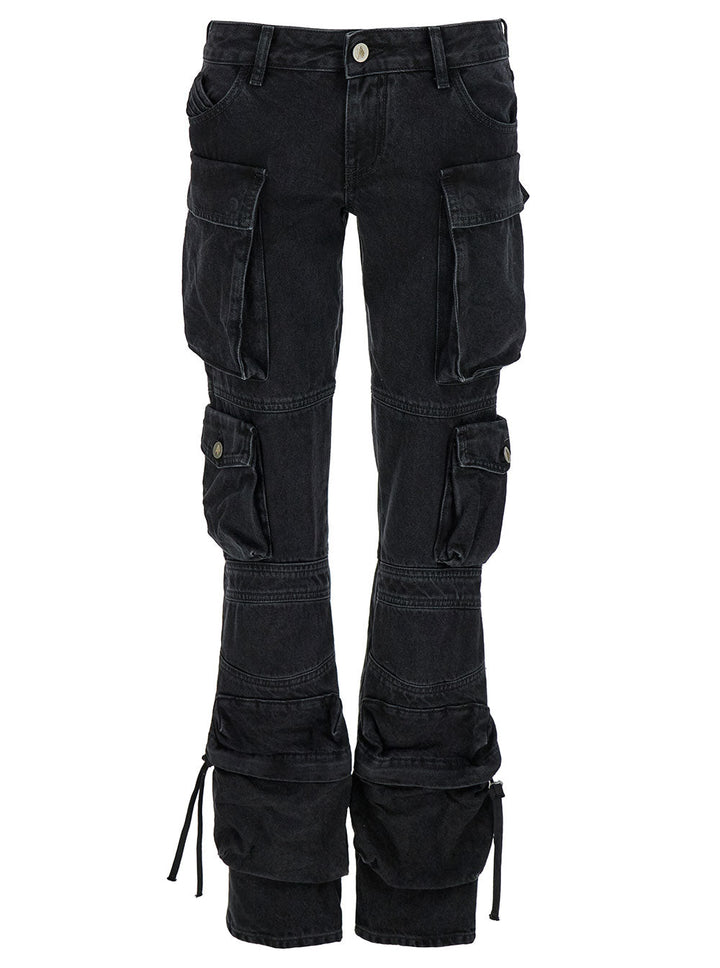 The Attico Women 'Essie' Black Fitted Jeans With Cargo Pockets In Denim Woman