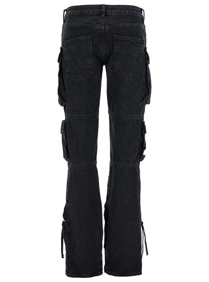 The Attico Women 'Essie' Black Fitted Jeans With Cargo Pockets In Denim Woman