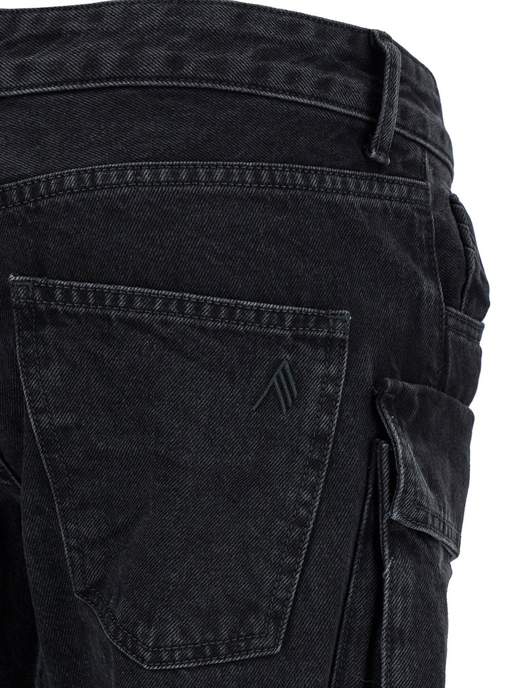 The Attico Women 'Essie' Black Fitted Jeans With Cargo Pockets In Denim Woman