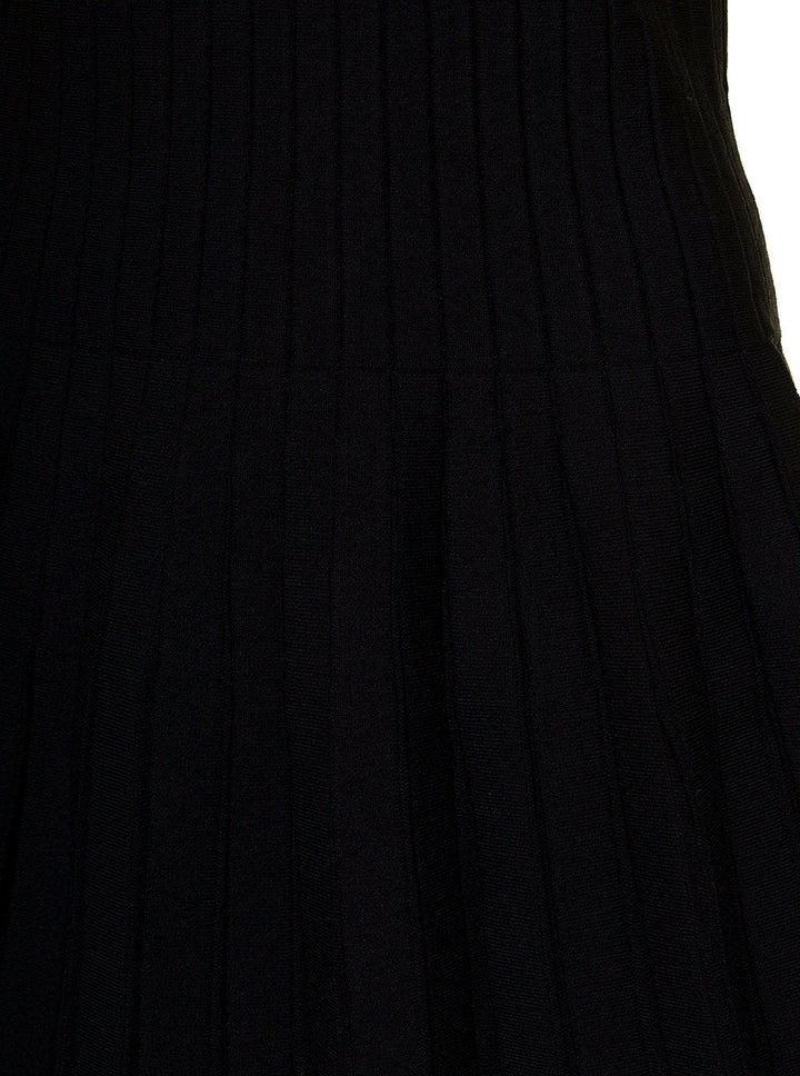 Balmain Women Black Pleated Mini Dress In Viscose Woman