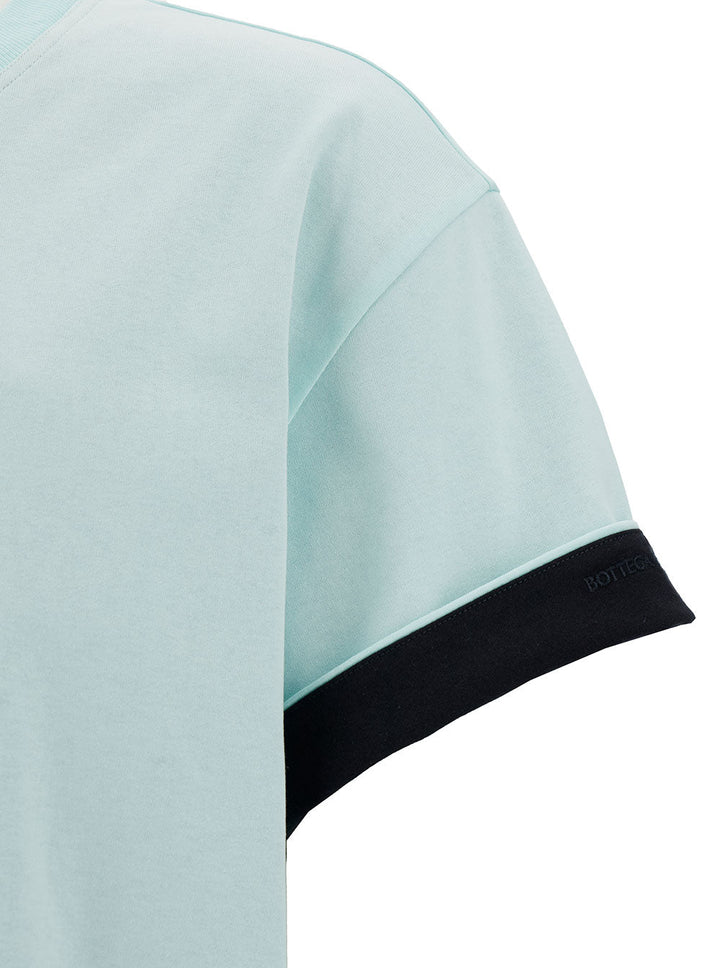 Bottega Veneta Men Light Blue Double Layer T-Shirt In Cotton Man