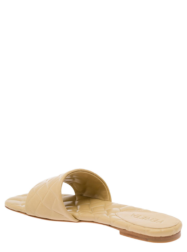 Bottega Veneta Women 'Slide Amy' Beige Sandals With Intreccio Motif In Leather Woman
