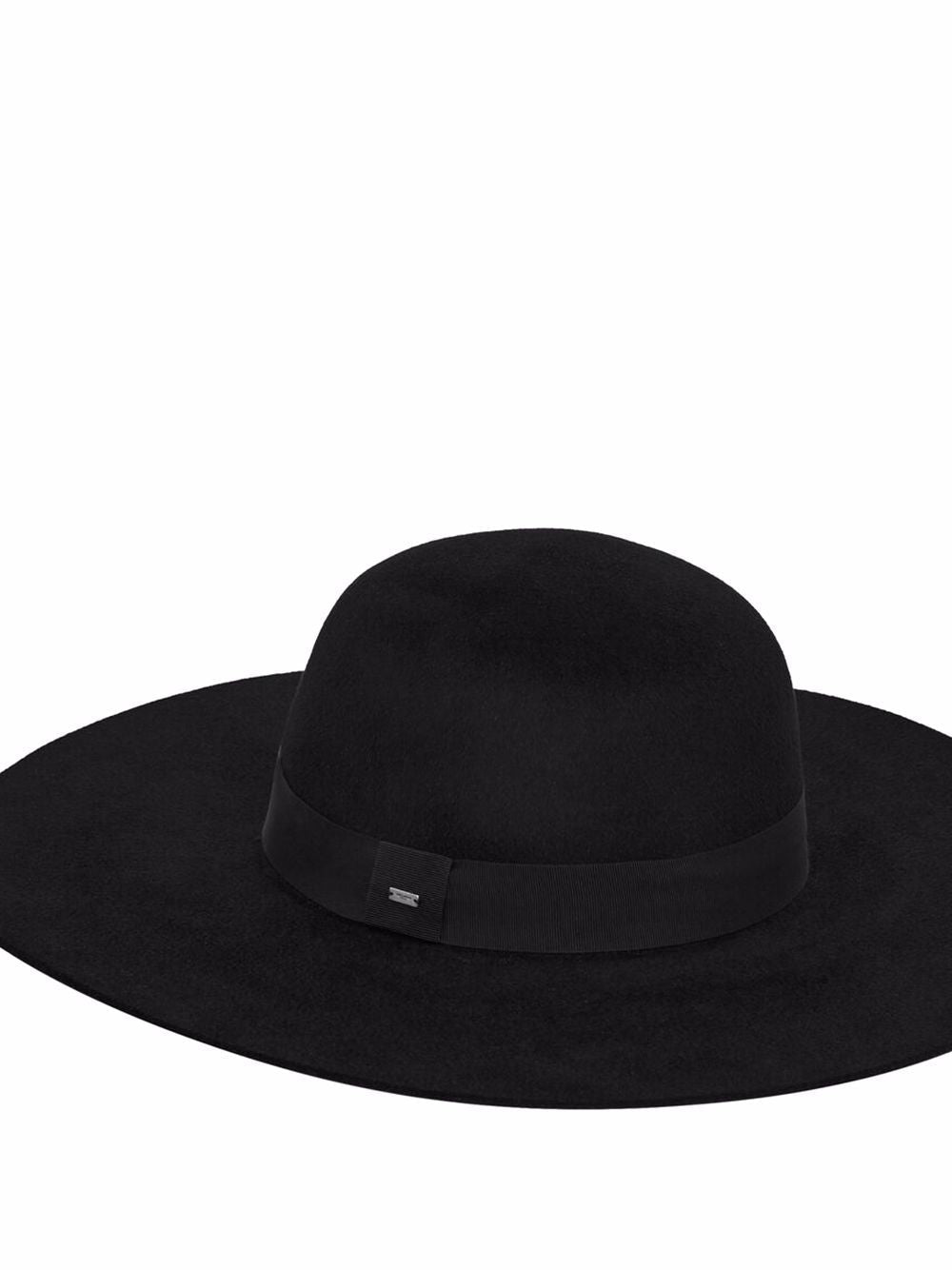 Saint Laurent Women Asymmetrical Hat With Gros Grain Ribbon Detail