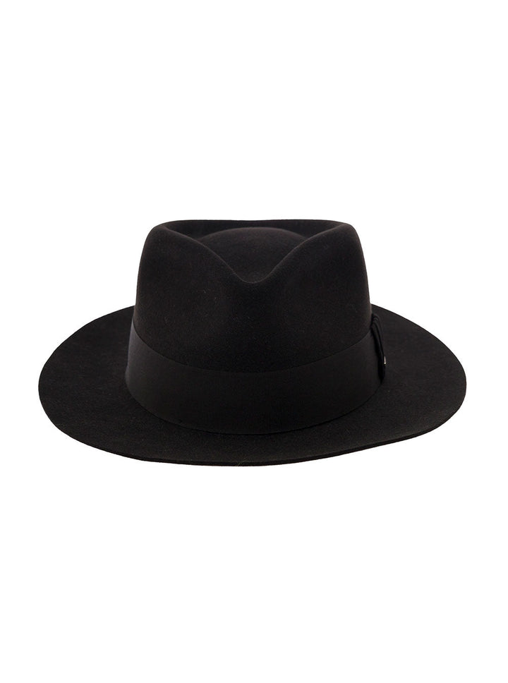 Saint Laurent Women Black Fedora Hat With Engraved Logo In Felt Woman