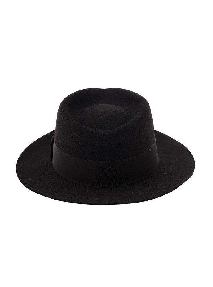 Saint Laurent Women Black Fedora Hat With Engraved Logo In Felt Woman