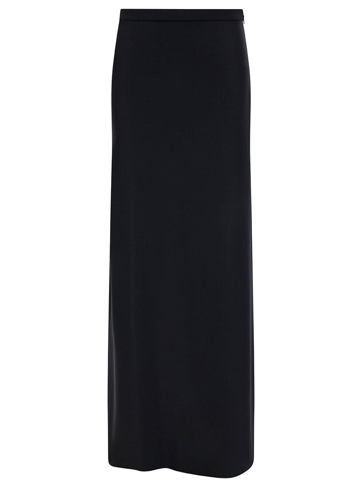 Max Mara Women Maxi Black Skirt With Invisible Zipò In Polyamide And Cotton Woman