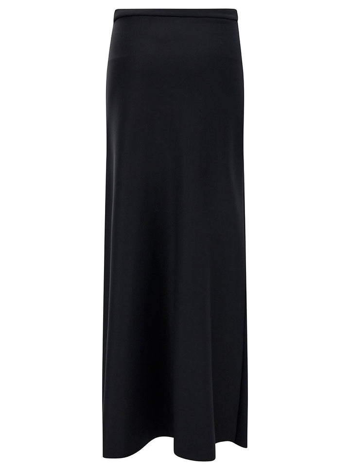 Max Mara Women Maxi Black Skirt With Invisible Zipò In Polyamide And Cotton Woman