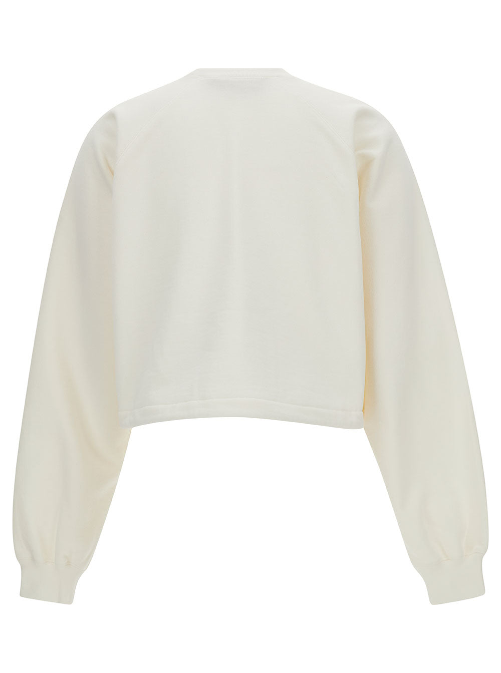 Gucci Women White Cropped Crewneck Sweatshirt With Logo Print In Cotton Woman