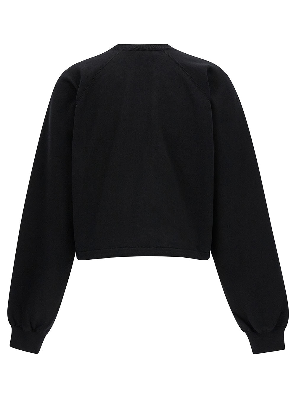 Gucci Women Black Cropped Crewneck Sweatshirt With Logo Print In Cotton Woman