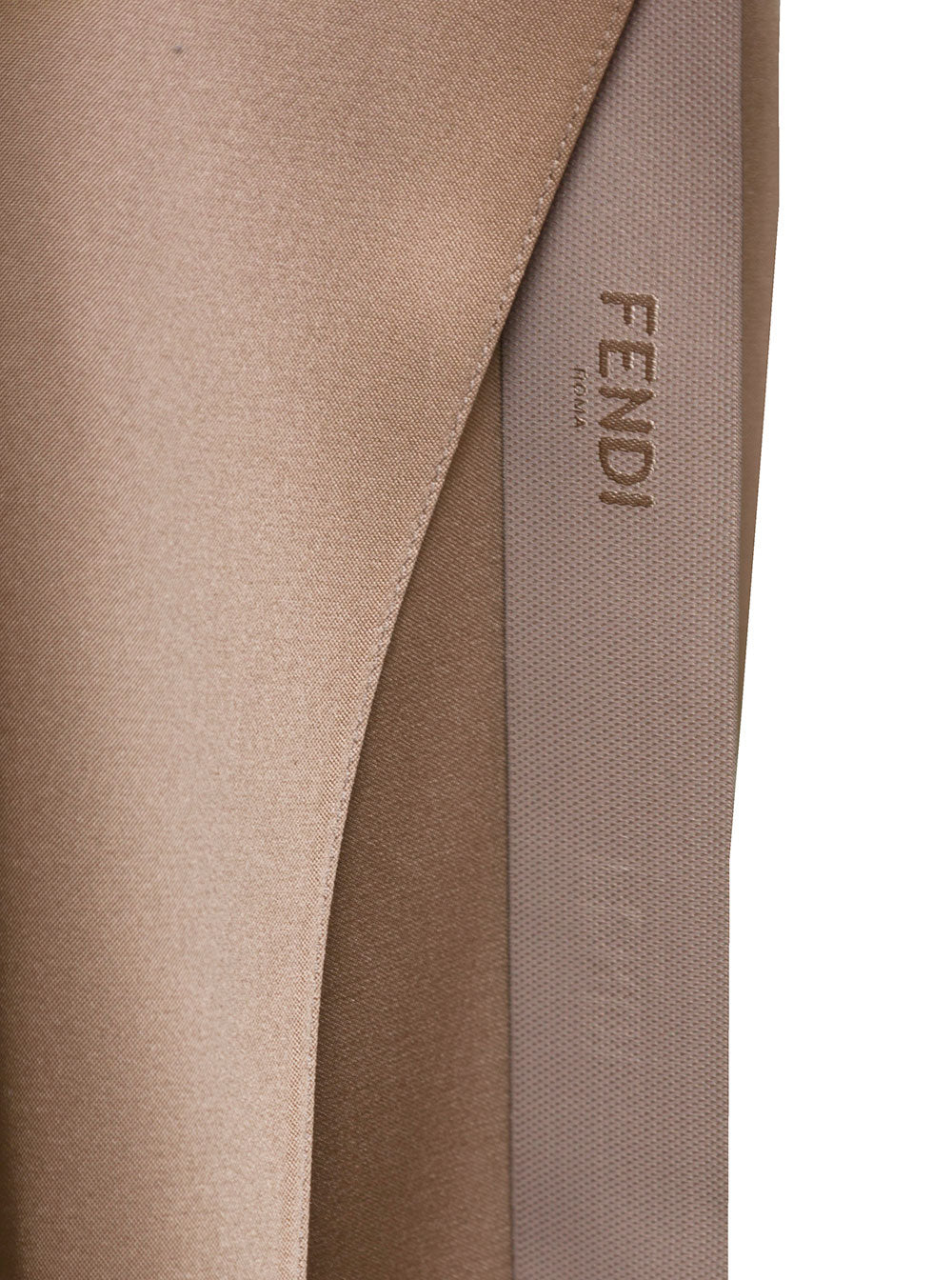 Fendi Women Long Beige Wrap Dress With Branded Ribbon In Silk Woman