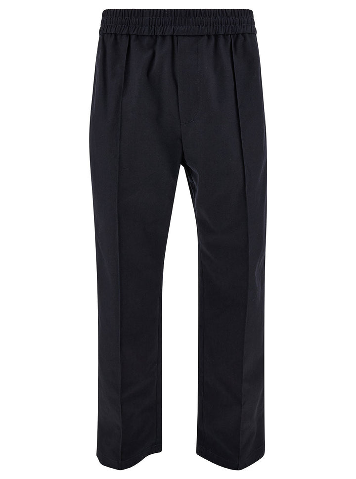 Valentino Men Black Pants With Vlogo Detail In Stretch Cotton Man