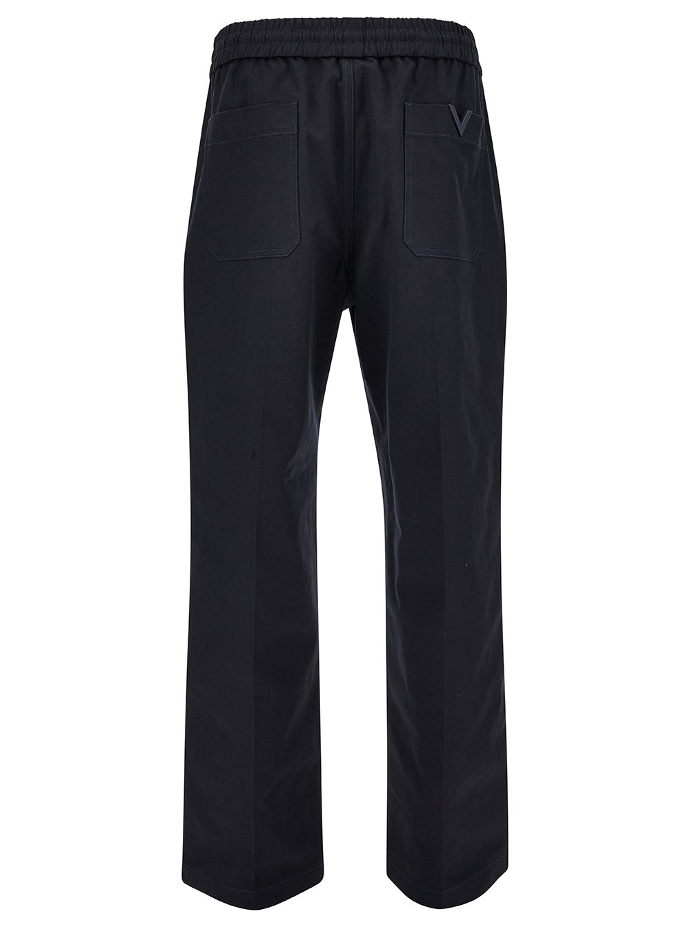 Valentino Men Black Pants With Vlogo Detail In Stretch Cotton Man