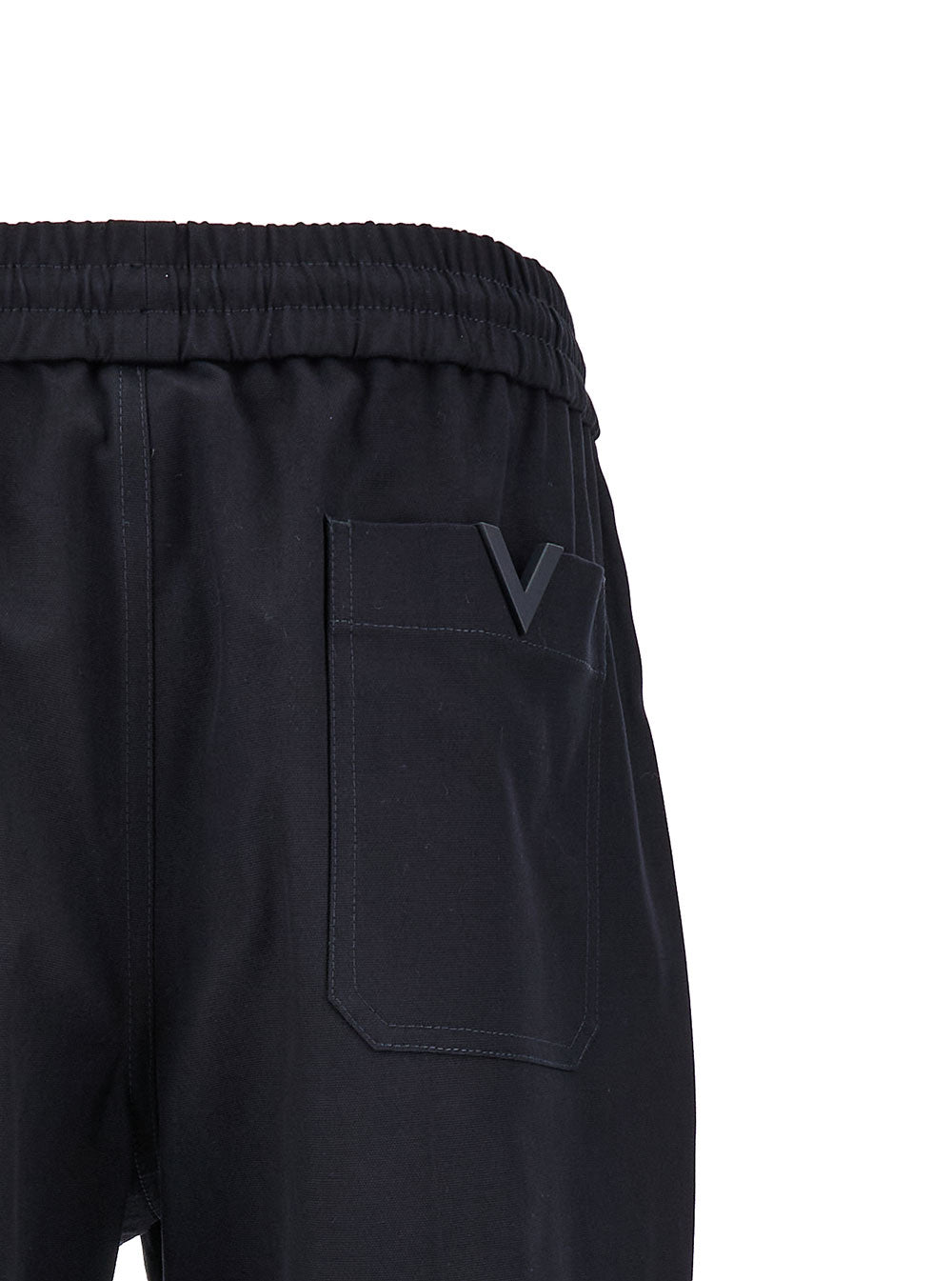 Valentino Men Black Pants With Vlogo Detail In Stretch Cotton Man
