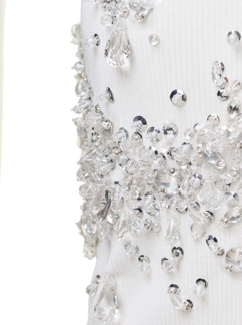 Bottega Veneta Women White Ribbed Tank Top With Embroidered Crystal Embellishment In Jersey Woman