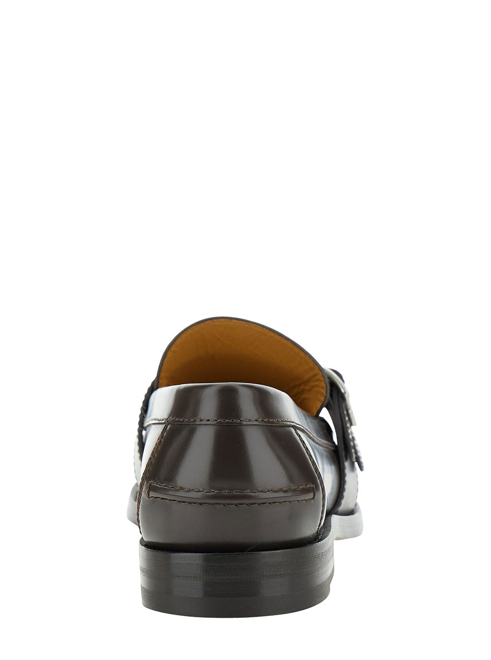 Gucci Men Beige And Ebony Loafers With Double Buckle In Leather And Gg Supreme Canvas Man