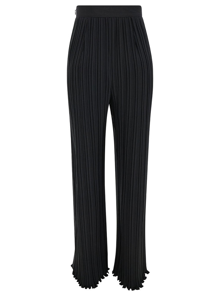Lanvin Women Black Pleated Pants With Invisible Zip In Crêpe De Chine Woman