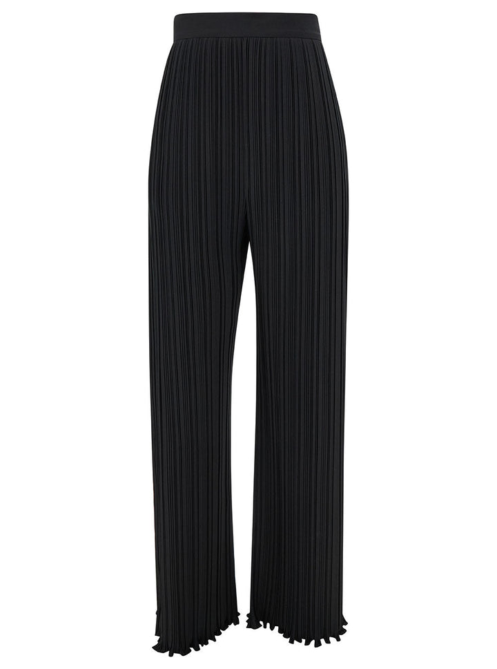 Lanvin Women Black Pleated Pants With Invisible Zip In Crêpe De Chine Woman