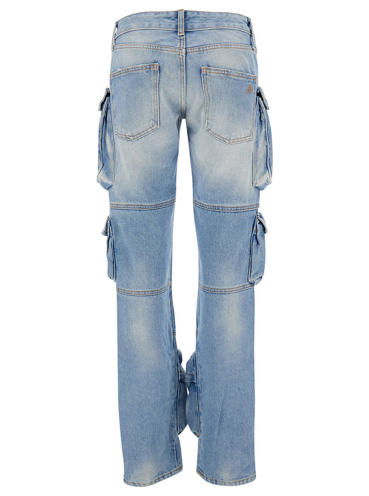 The Attico Women 'Essie' Light Blue Fitted Jeans With Cargo Pockets In Denim Woman