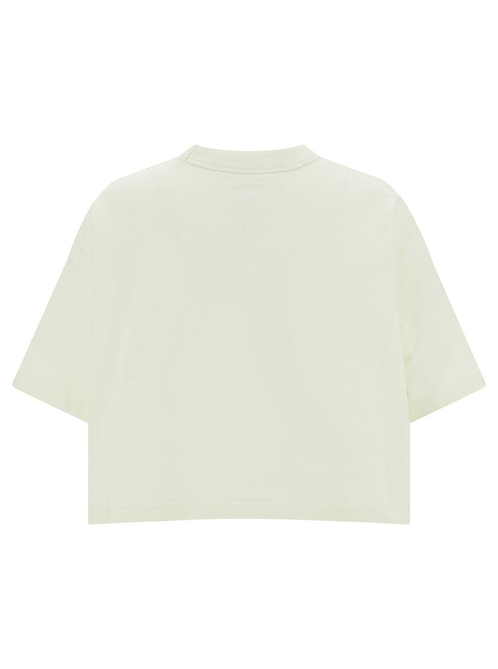 Bottega Veneta Women White Crop T-Shirt With Patch Pockets In Cotton Woman