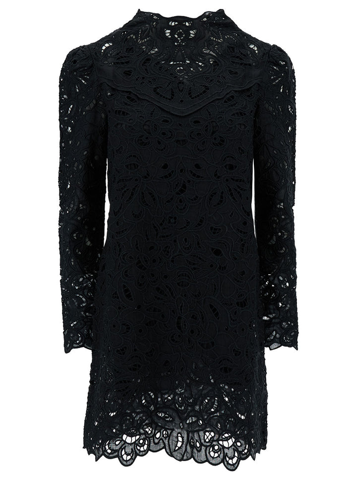 Isabel Marant Women 'Daphne' Mini Black Dress With Flower Embroidery In Guipure Woman