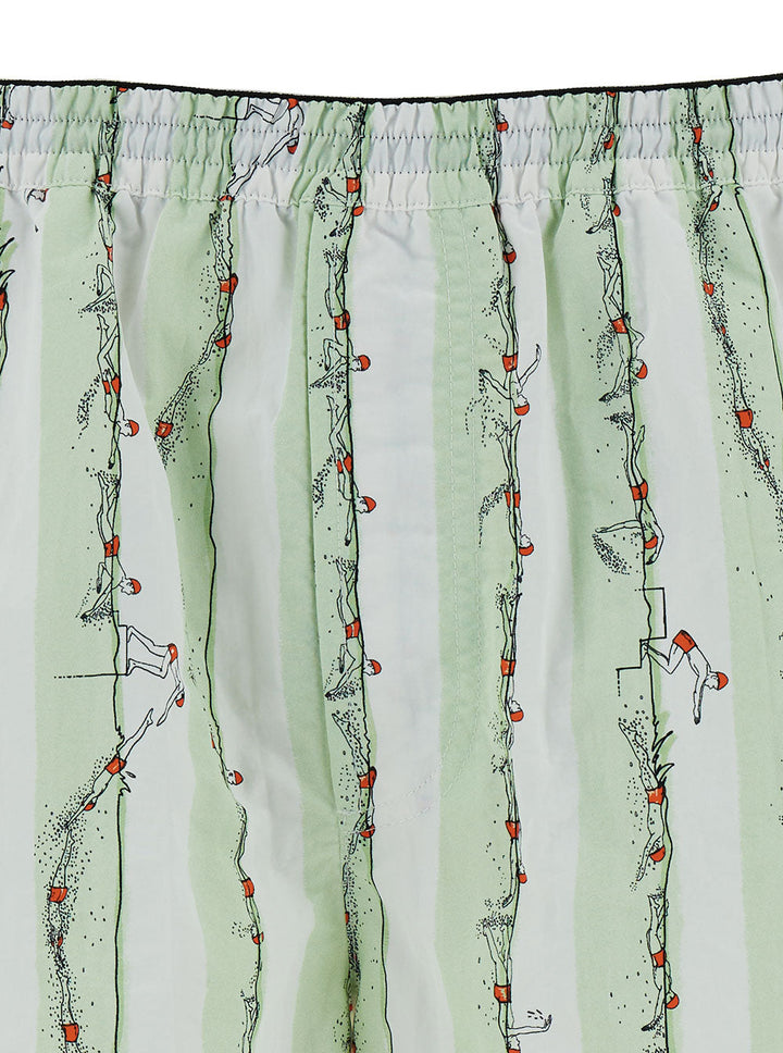 Bottega Veneta Men Green Shorts With All-Over Divers Print In Polyamide Man