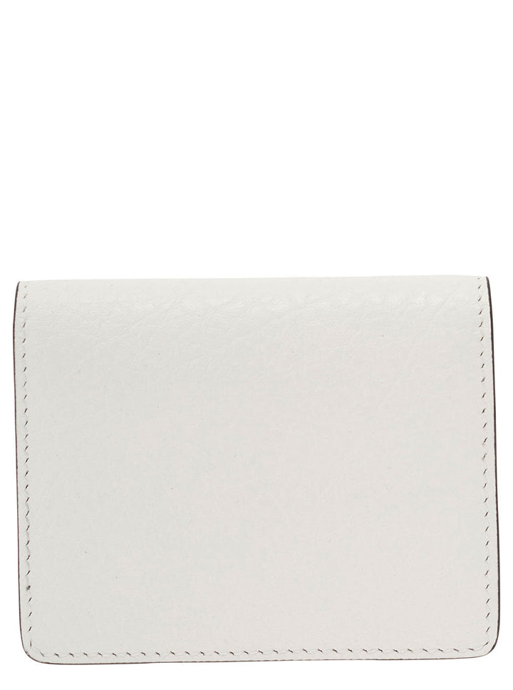 Acne Studios Men White Card-Holder With Embossed Logo In Hammered Leather Man