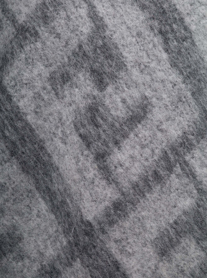 Fendi Men Grey Sweater With Jacquard Ff Motif In Wool Man