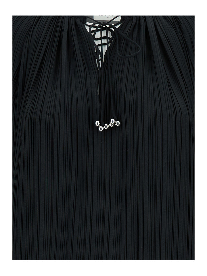 Lanvin Women Long Sleeve Pleated Blouse Open Neck