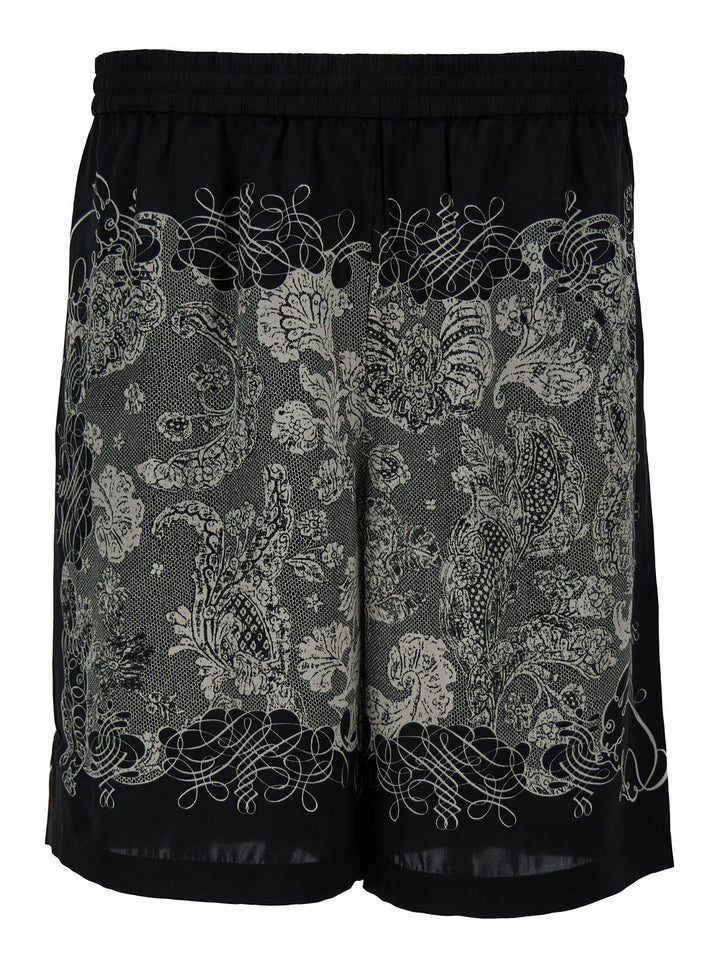 Acne Studios Men White & Black All-Over Graphic Print Sport Shorts In Viscose Man