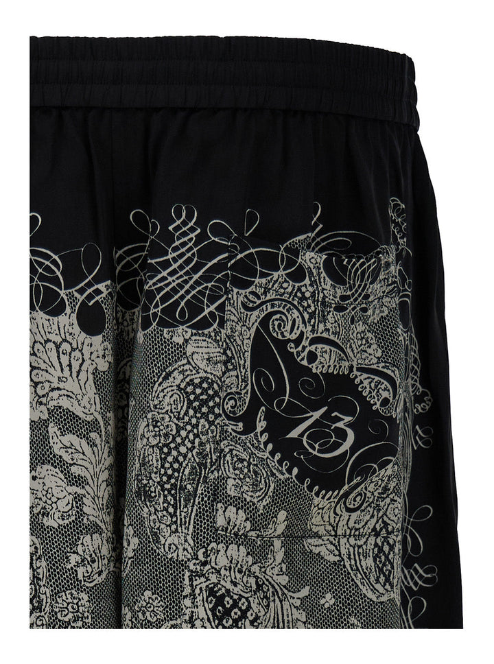 Acne Studios Men White & Black All-Over Graphic Print Sport Shorts In Viscose Man