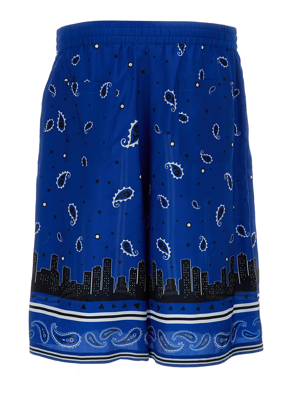 Off-White Men Blue Bandana Paisley Print Shorts In Viscose Man