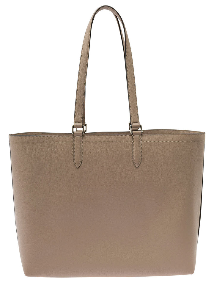 Fendi Men Beige Tote Bag With Embossed Logo In Leather Man