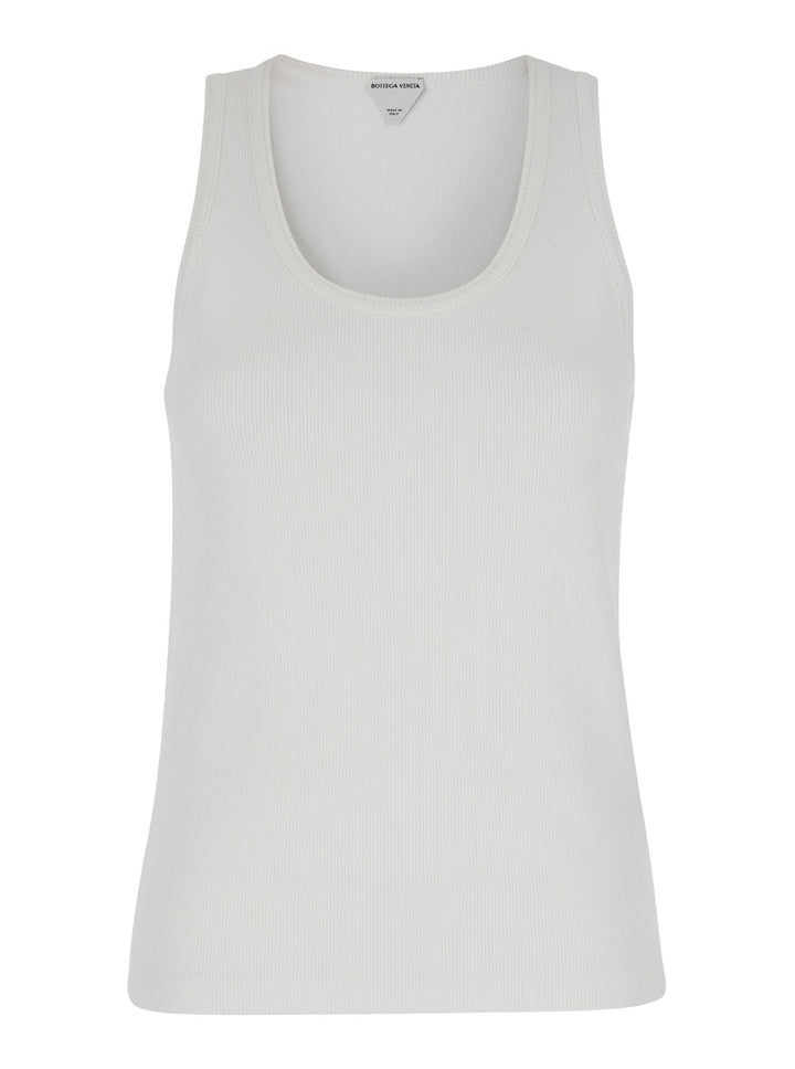 Bottega Veneta Women White Ribbed Tank Top With U Neckline In Cotton Woman Bottega Veneta