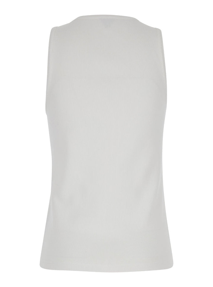 Bottega Veneta Women White Ribbed Tank Top With U Neckline In Cotton Woman Bottega Veneta