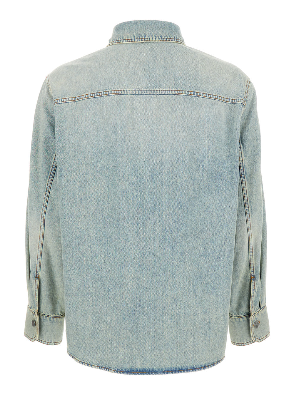 Valentino Men Light-Blue Denim Shirt With Logo In Cotton Man