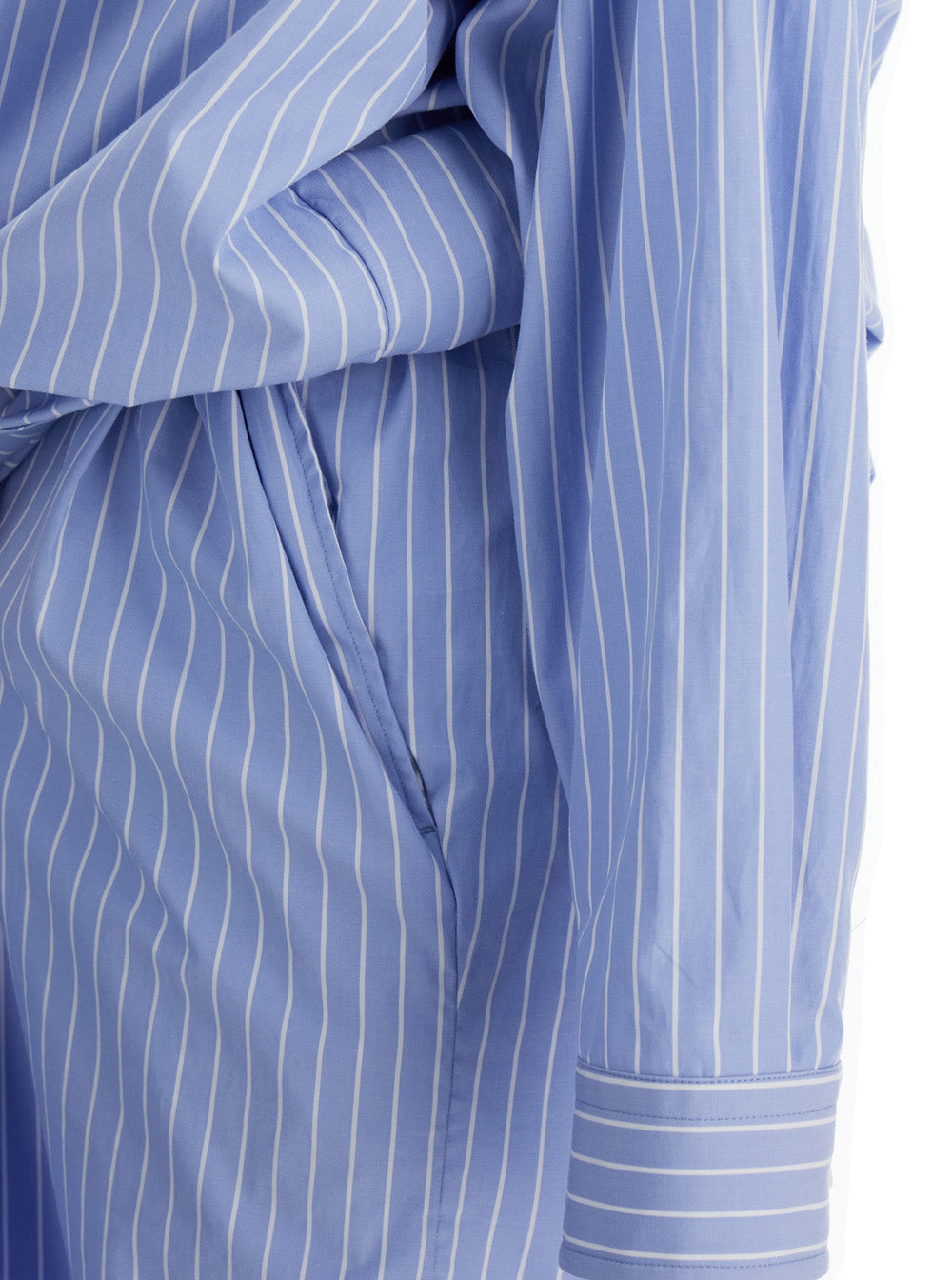 Balenciaga Women Light Blue Layered Shirt Dress With Bb Logo Embroidery In Cotton Woman