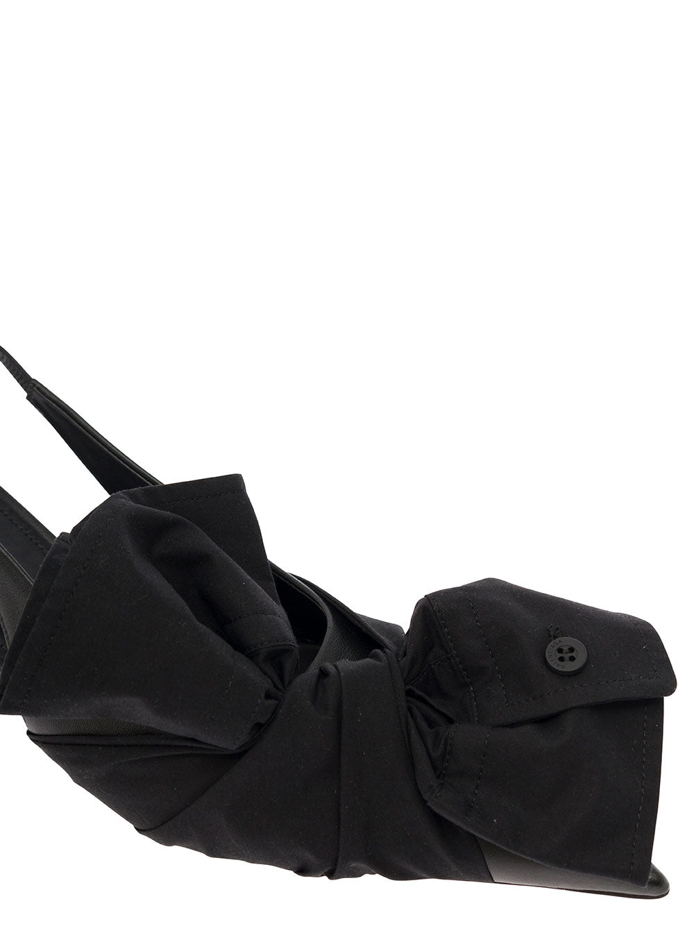 Balenciaga Women Black Slingback Pumps With Knot Detail In Leather And Cotton Woman