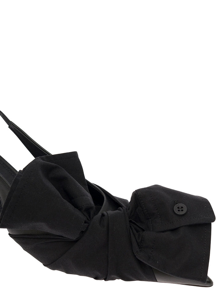 Balenciaga Women Black Slingback Pumps With Knot Detail In Leather And Cotton Woman