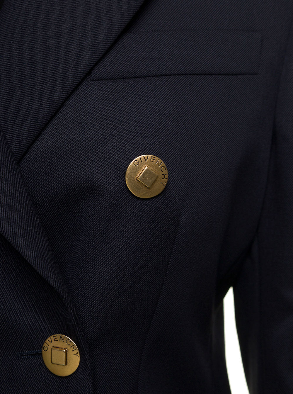 Givenchy Women Blue Double-Breasted Jacket With Branded Buttons In Wool Blend Woman